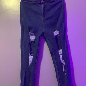 PLT high waisted ripped jeans